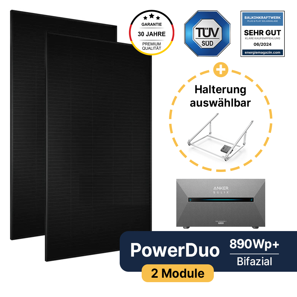 EQ PowerDuo 890Wp+ Bifazial inkl. Solarbank 3 (2,7kWh)