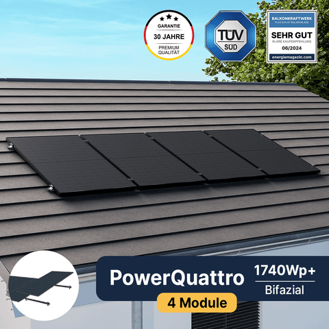 EQ PowerQuattro 1760Wp+ Universal-Schrägdach Bifazial
