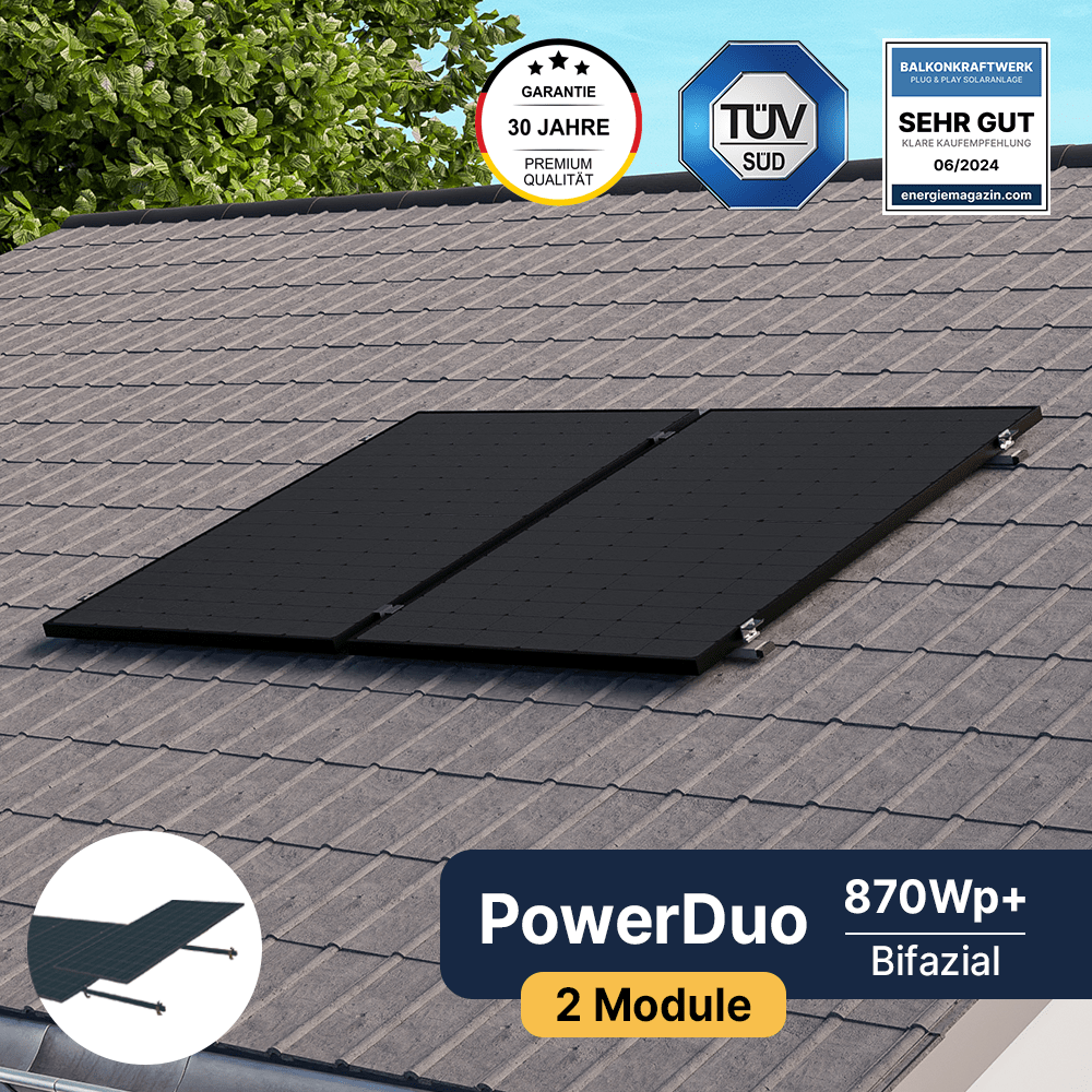 EQ PowerDuo 880Wp+ Ziegel-Schrägdach Bifazial
